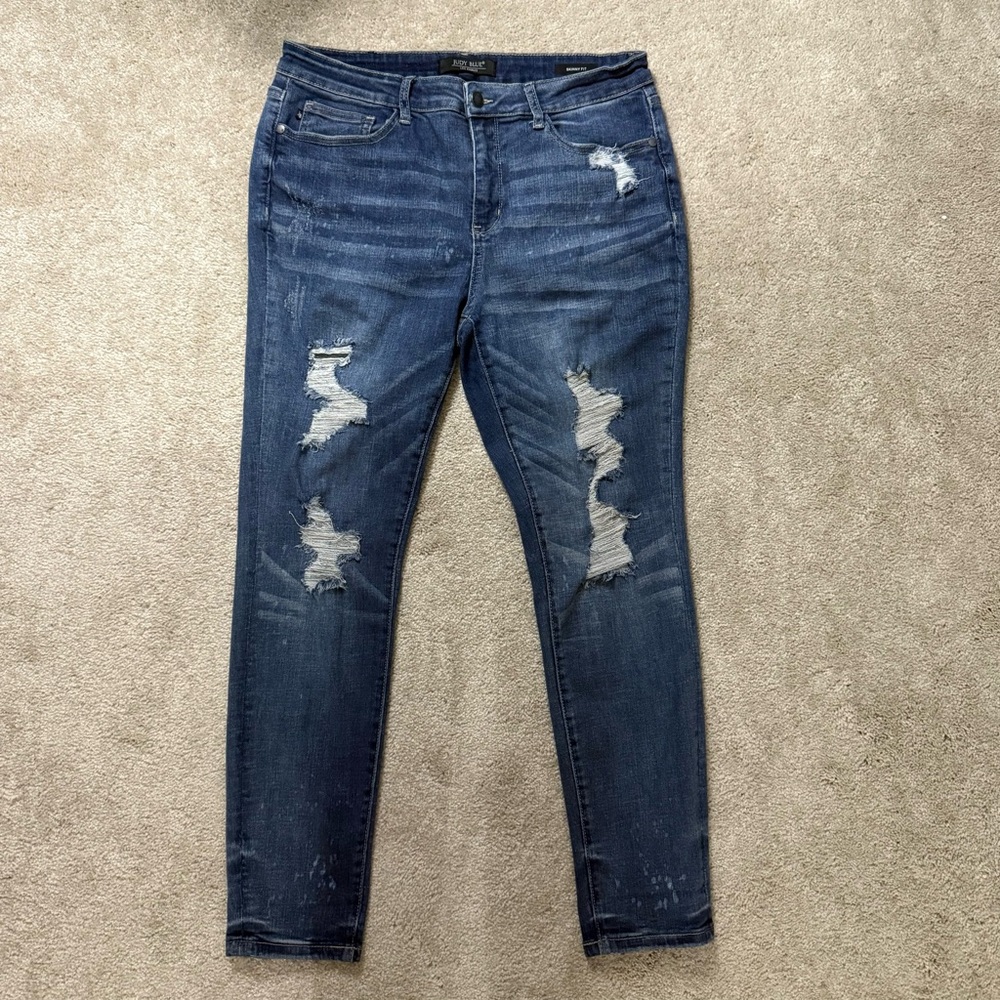Judy Blue Dark Wash Distressed Skinny Jeans Size 15/32 - JB88197